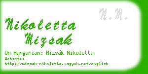 nikoletta mizsak business card